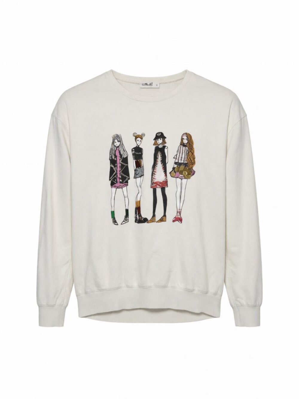 Mint Women's Crew Neck Long Sleeve Sweatshirt L White Graphic Viscose